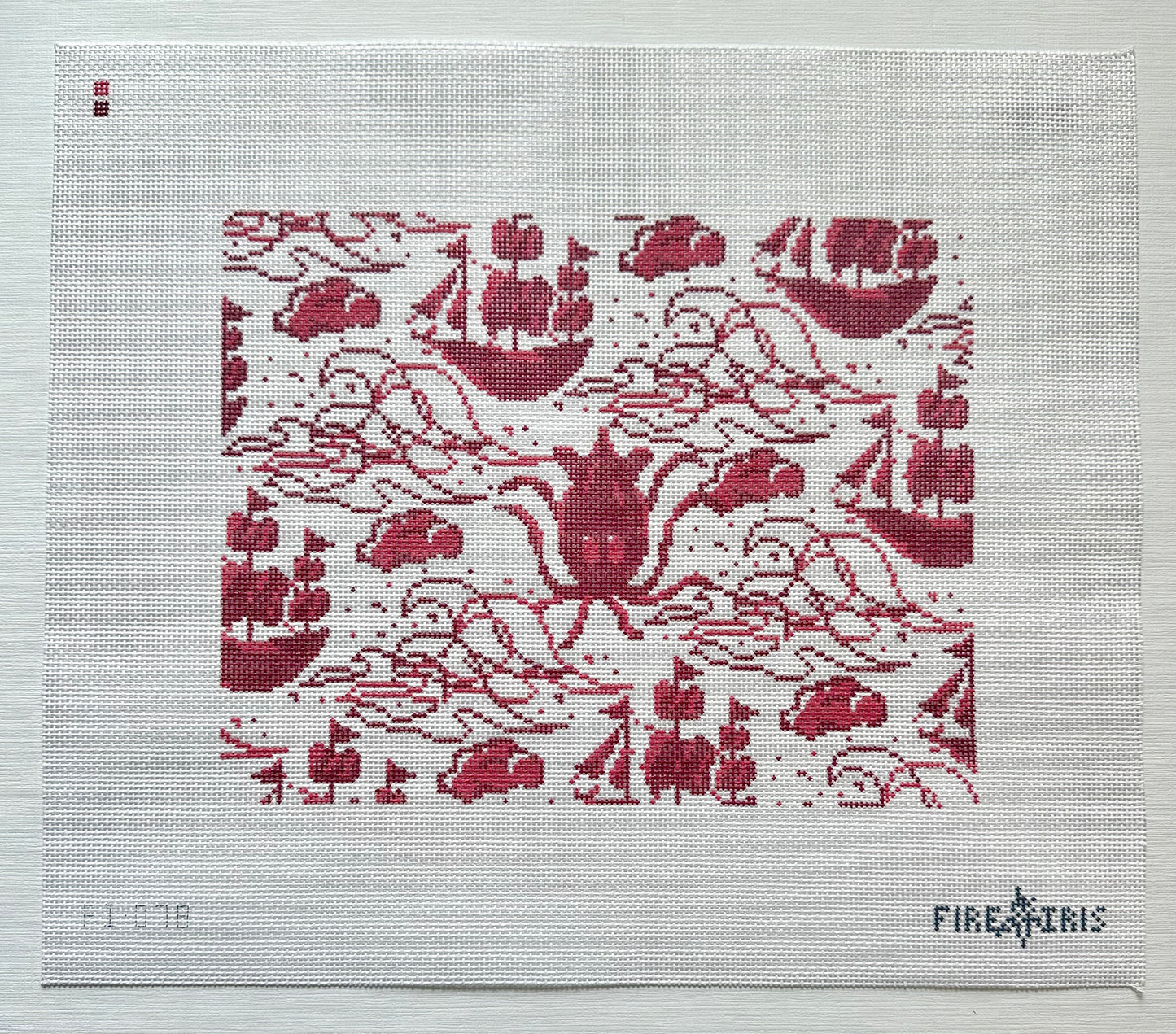 Kraken Toile (Ship/Sea Scene) Needlepoint Canvas
