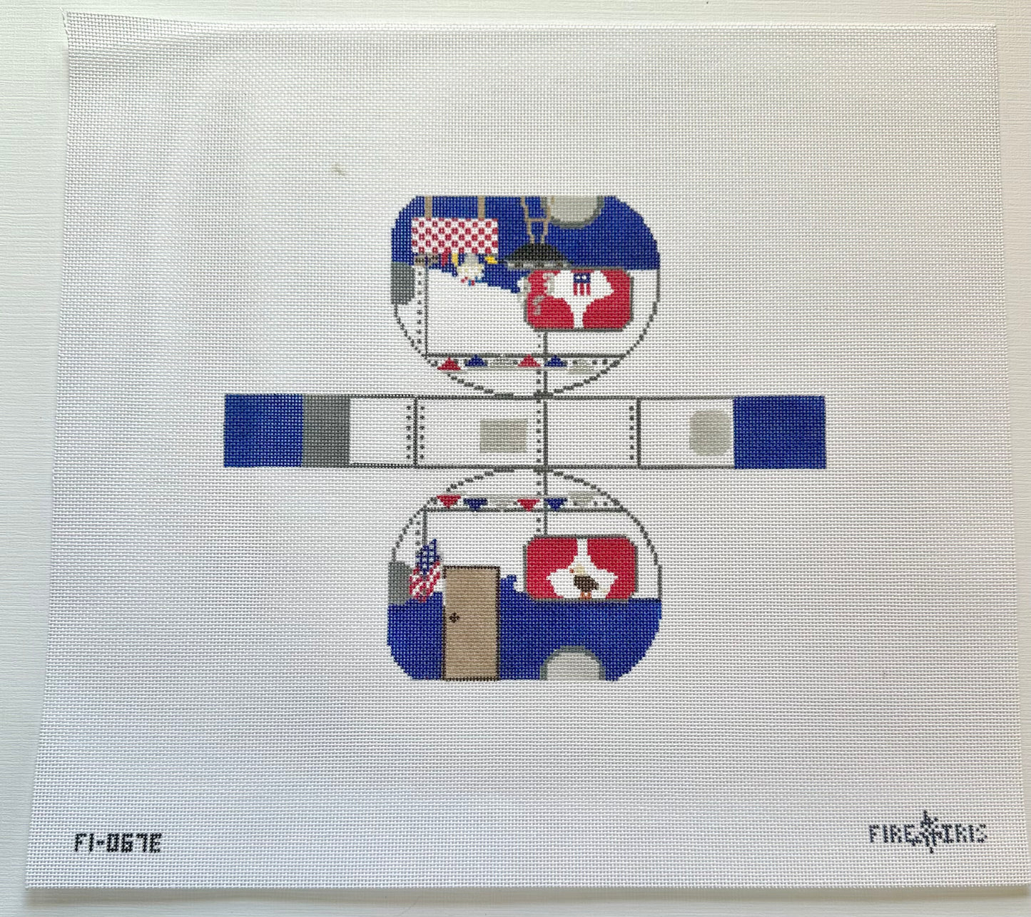3D Fourth of July Airstream/Camper Needlepoint Canvas