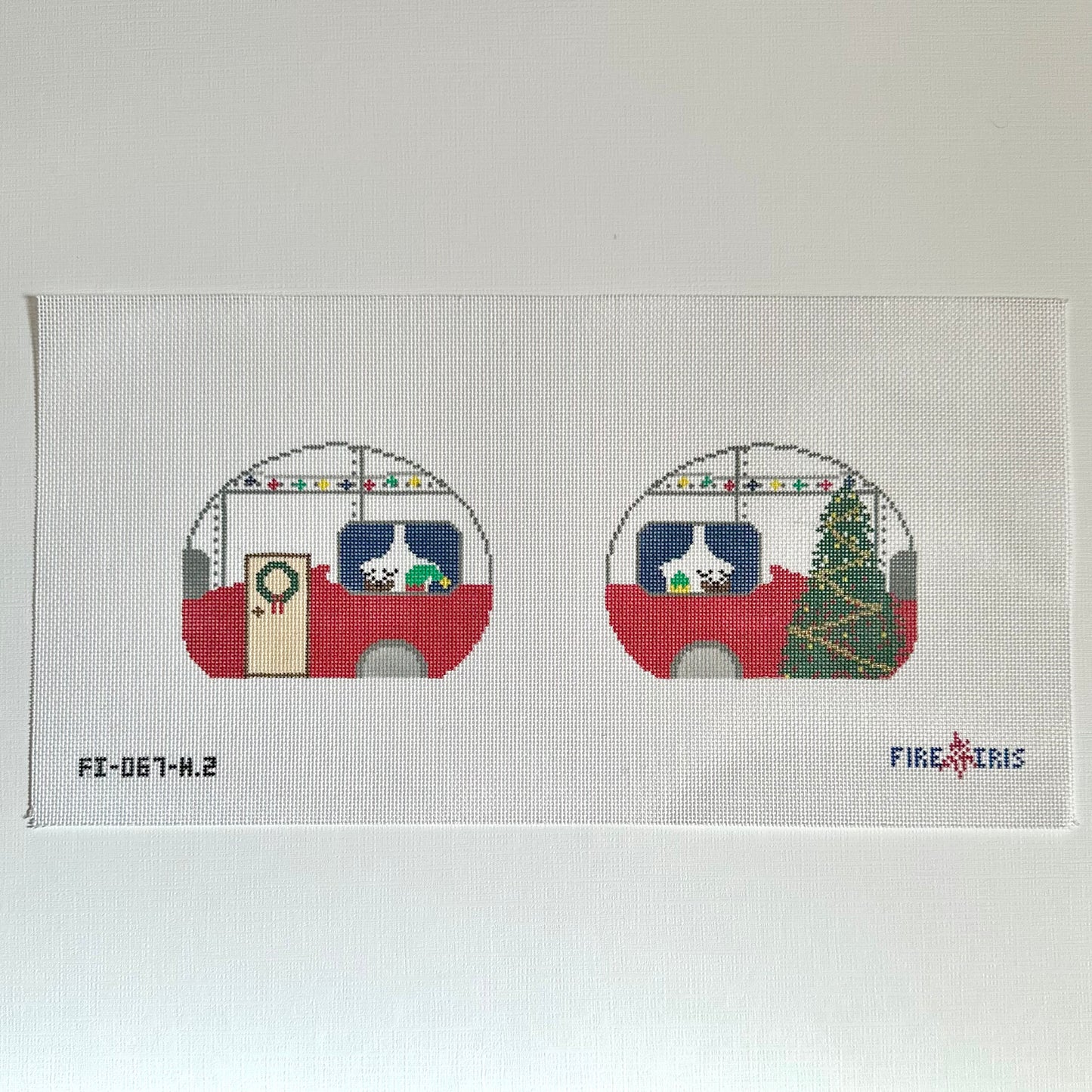 Holiday Airstream/ Camper Needlepoint Canvas (two-sided)