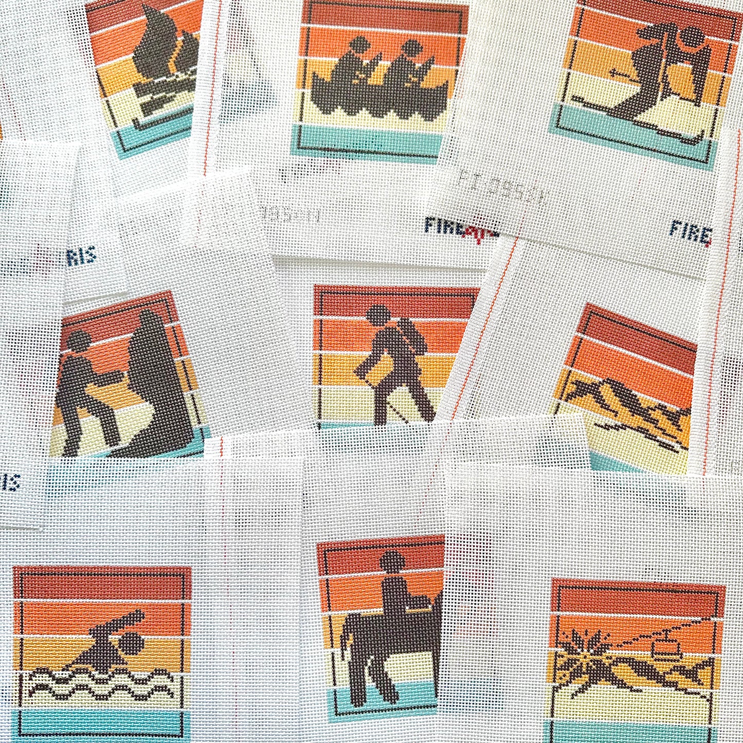 Multi Color Recreation Sign - Hiker Needlepoint Canvas