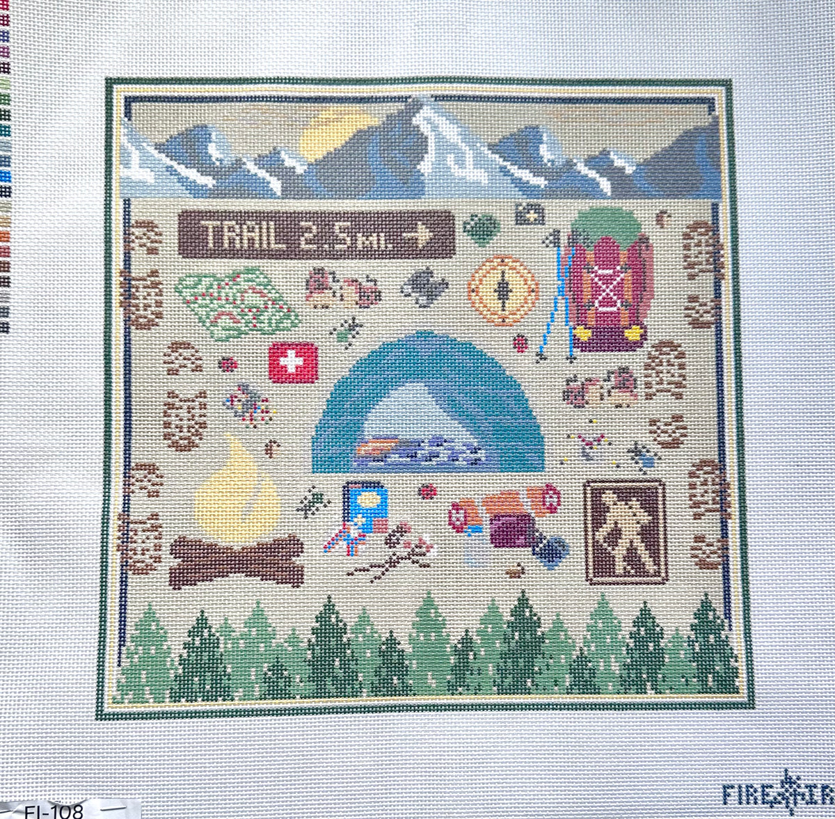 Gone Camping (Hiking Square) Needlepoint Canvas