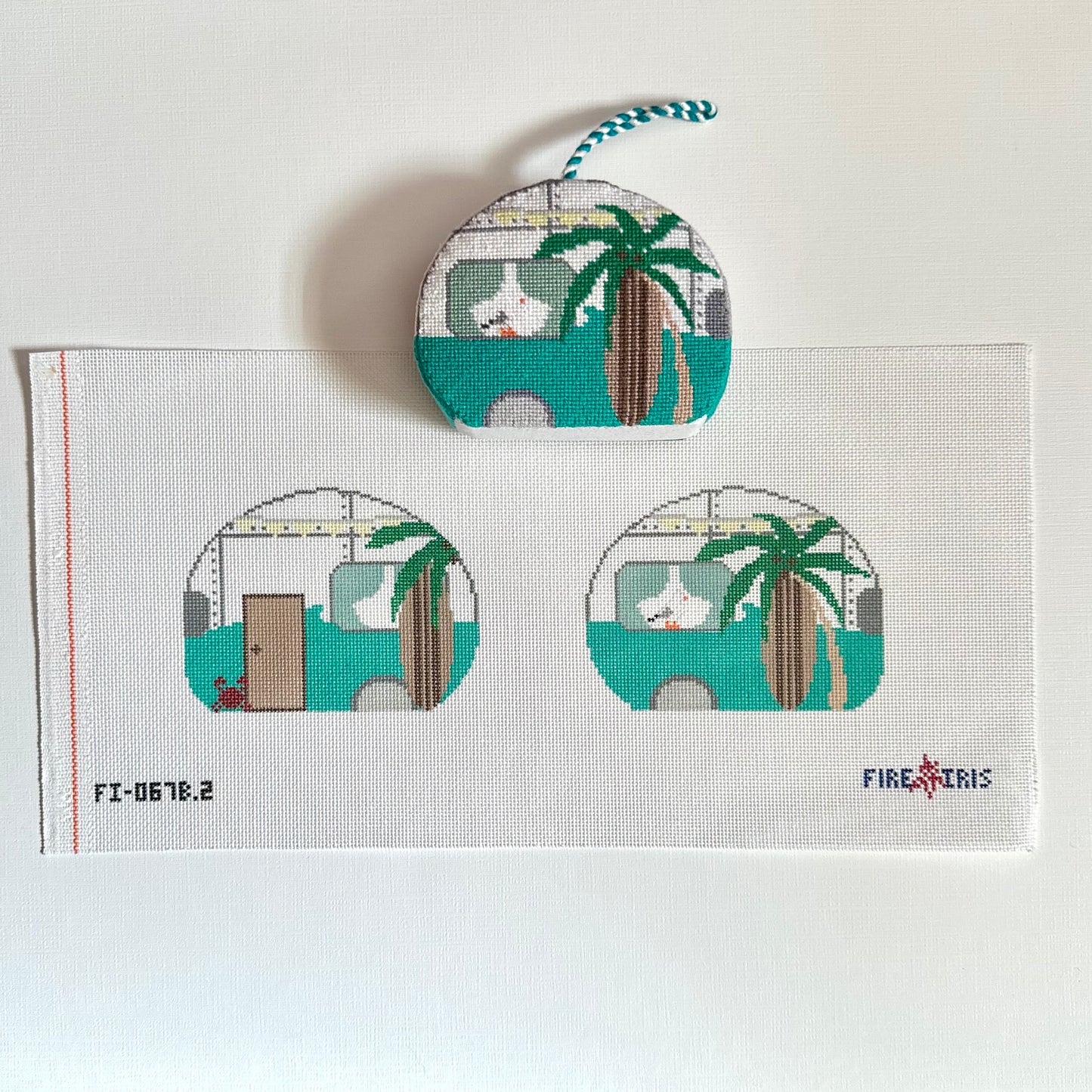 Beach Airstream/Camper Needlepoint Canvas (two-sided)