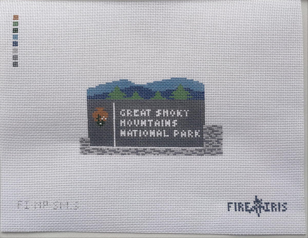 Great Smoky Mountains National Park Sign Needlepoint Canvas