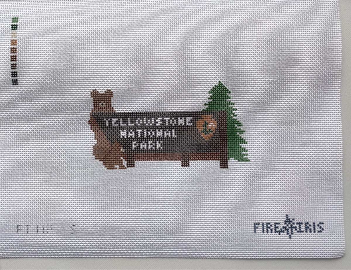 Yellowstone National Park Sign Needlepoint Canvas