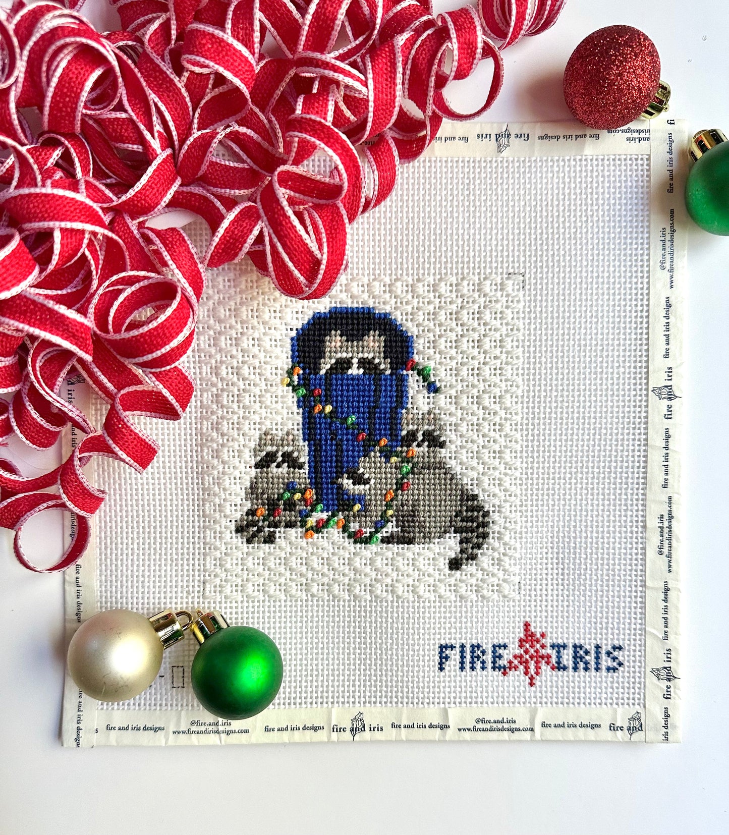 Rocky Racoon's Holiday Party Needlepoint Canvas