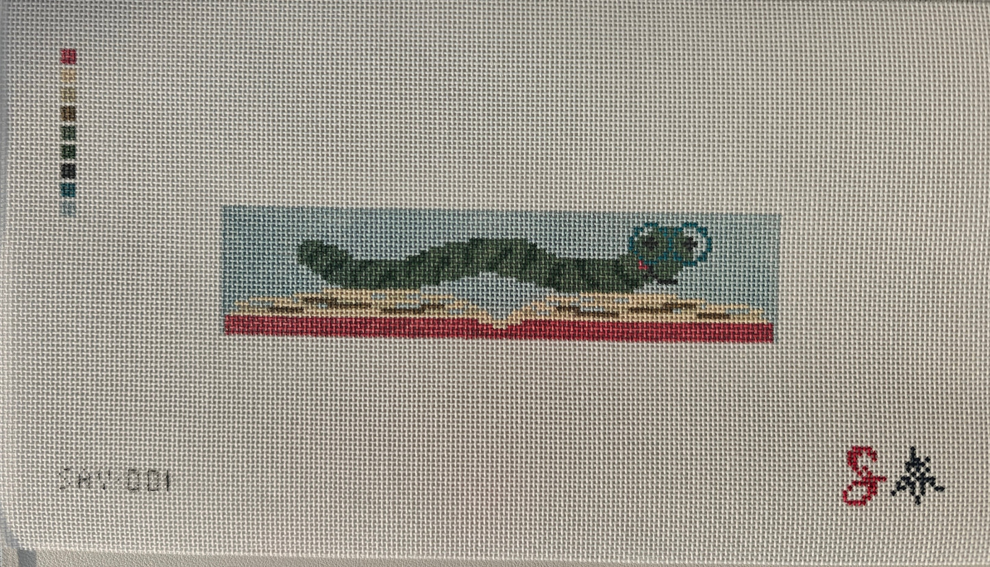 Sav Reads: Bookworm Needlepoint Canvas