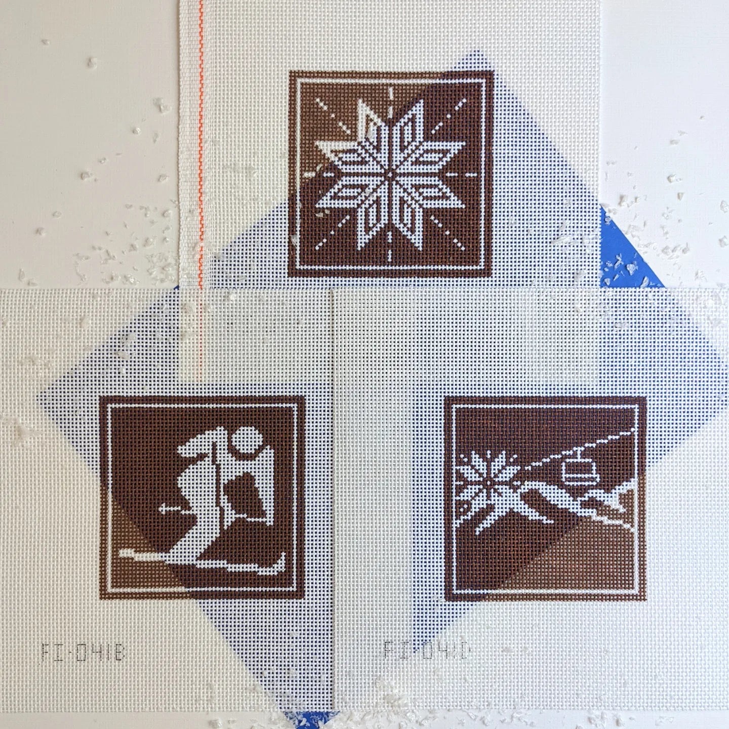 Winter Recreation Sign Coasters - Skier Needlepoint Canvas