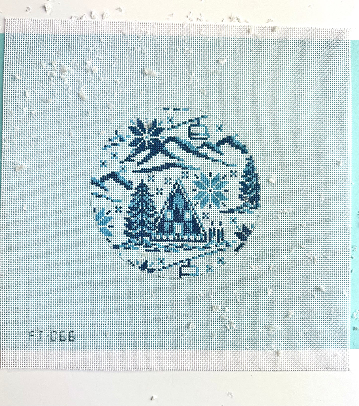 Winter Ski Round Needlepoint Canvas