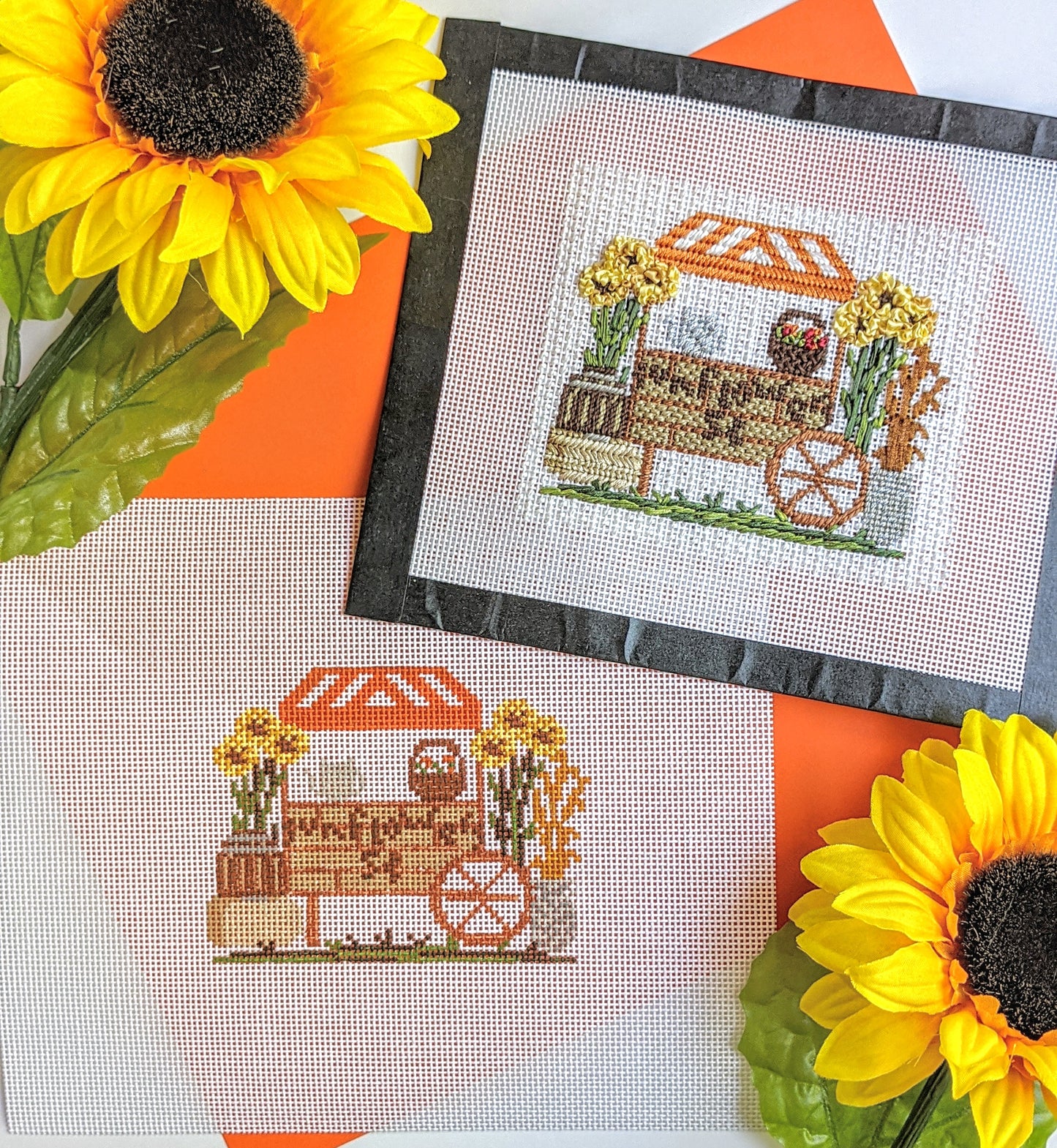 Sunflower Cart Needlepoint Stitch Chart