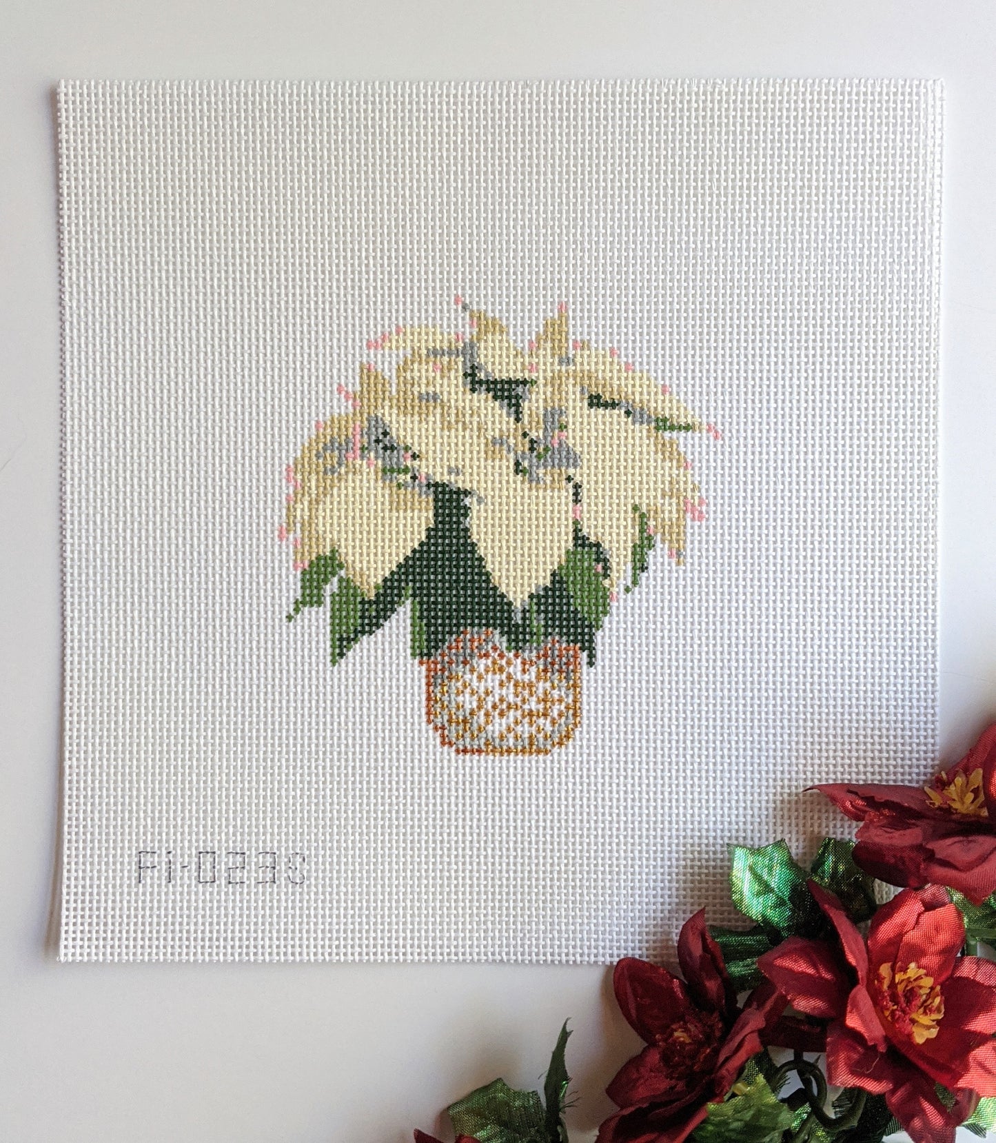 Poinsettia Needlepoint Canvas