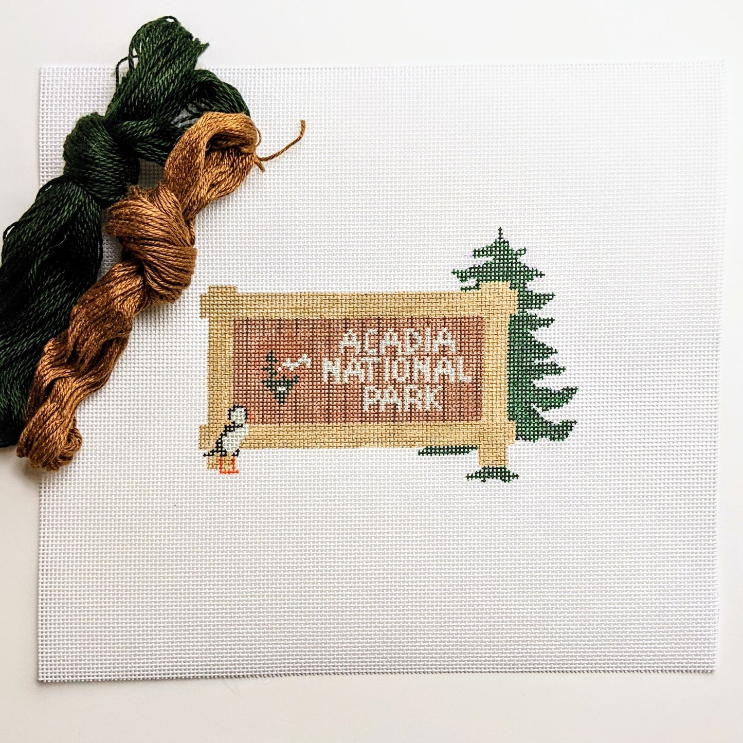 Acadia National Park Sign Needlepoint Canvas