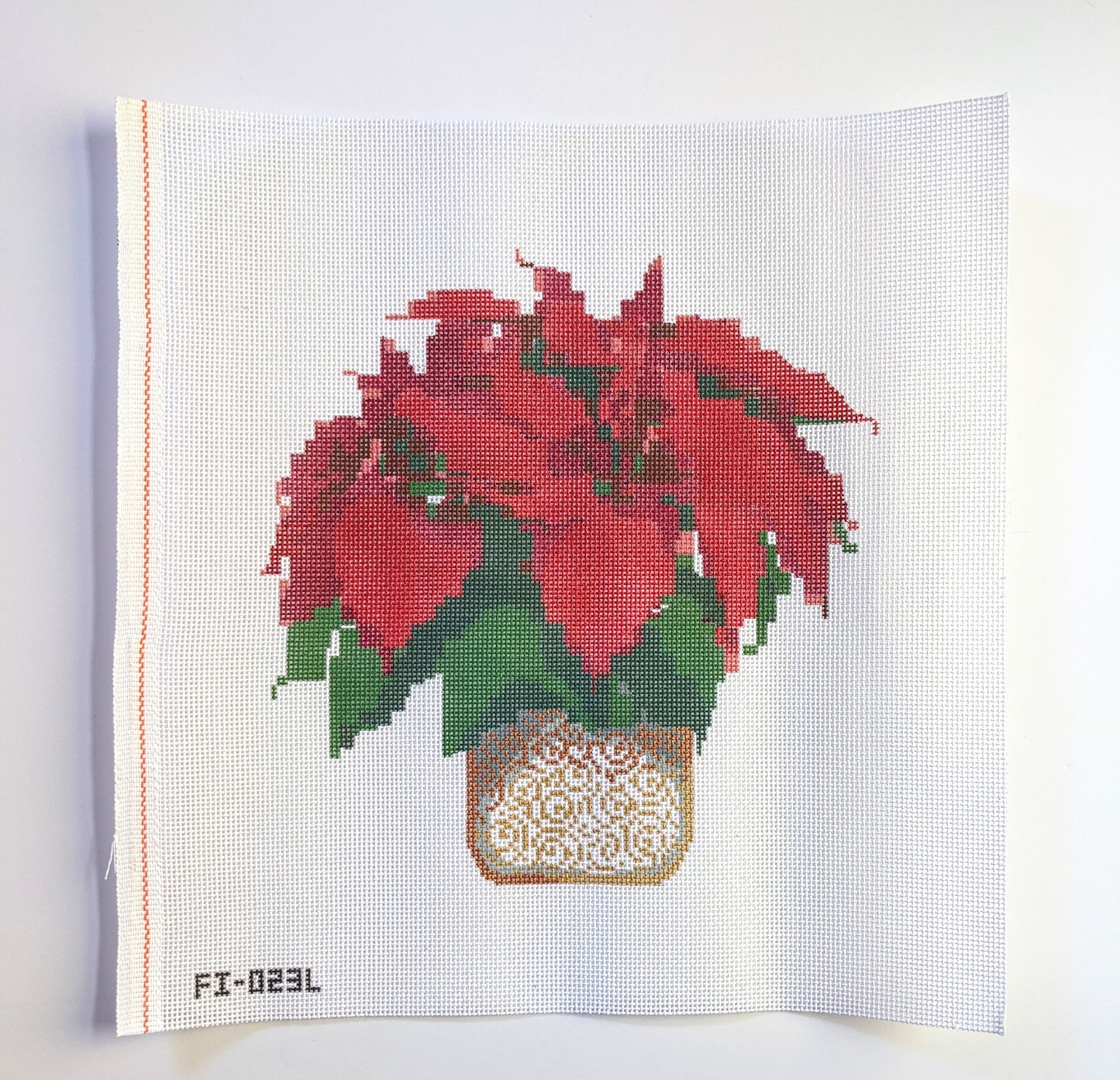 Large Poinsettia Needlepoint Canvas