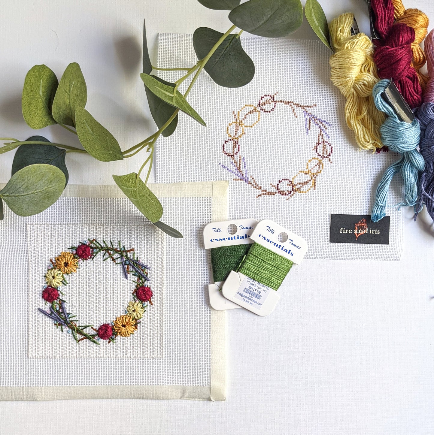 Floral Wreath Needlepoint Canvas or Kit