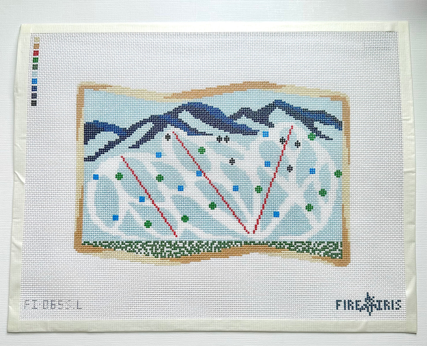 Ski Trail Map - Large Needlepoint Canvas