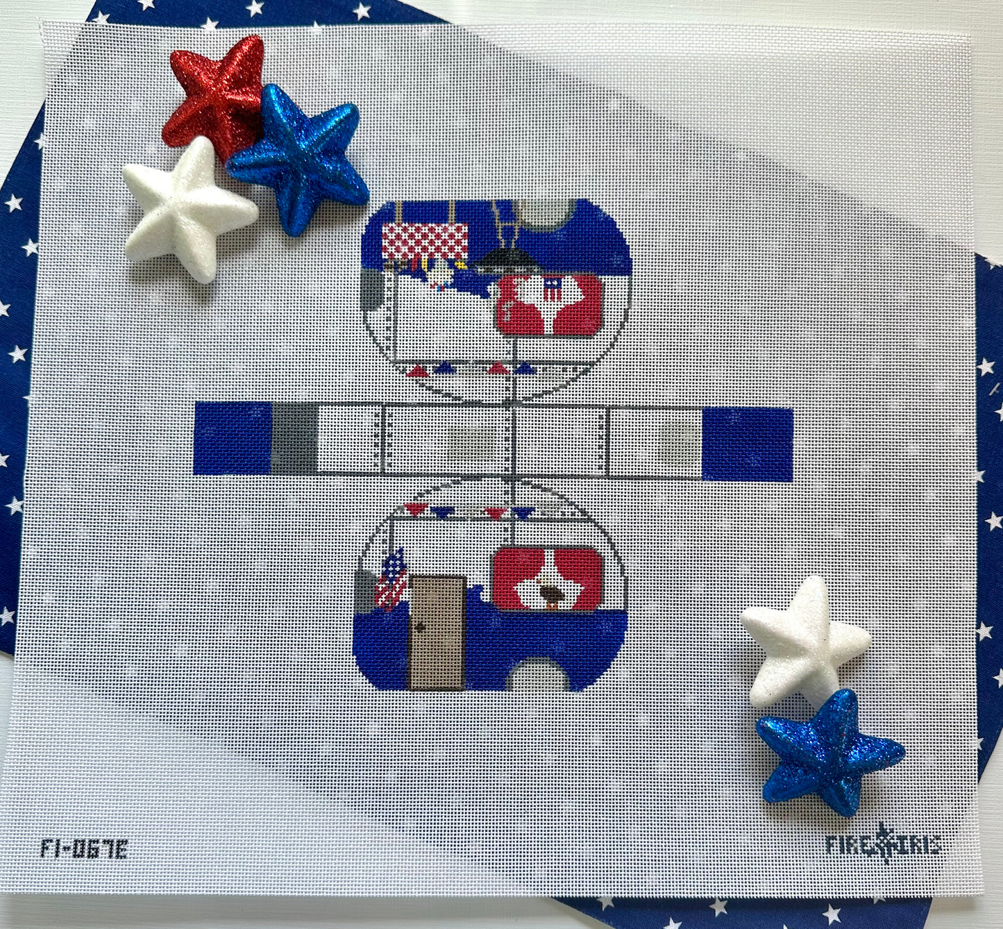 3D Fourth of July Airstream/Camper Needlepoint Canvas