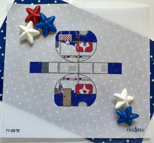 3D Fourth of July Airstream/Camper Needlepoint Canvas