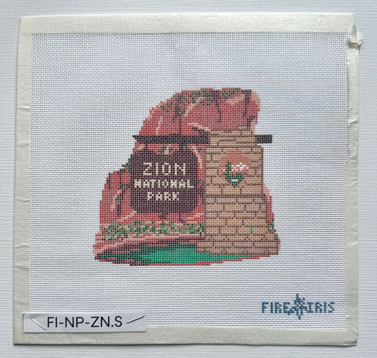 Zion National Park Sign Needlepoint Canvas