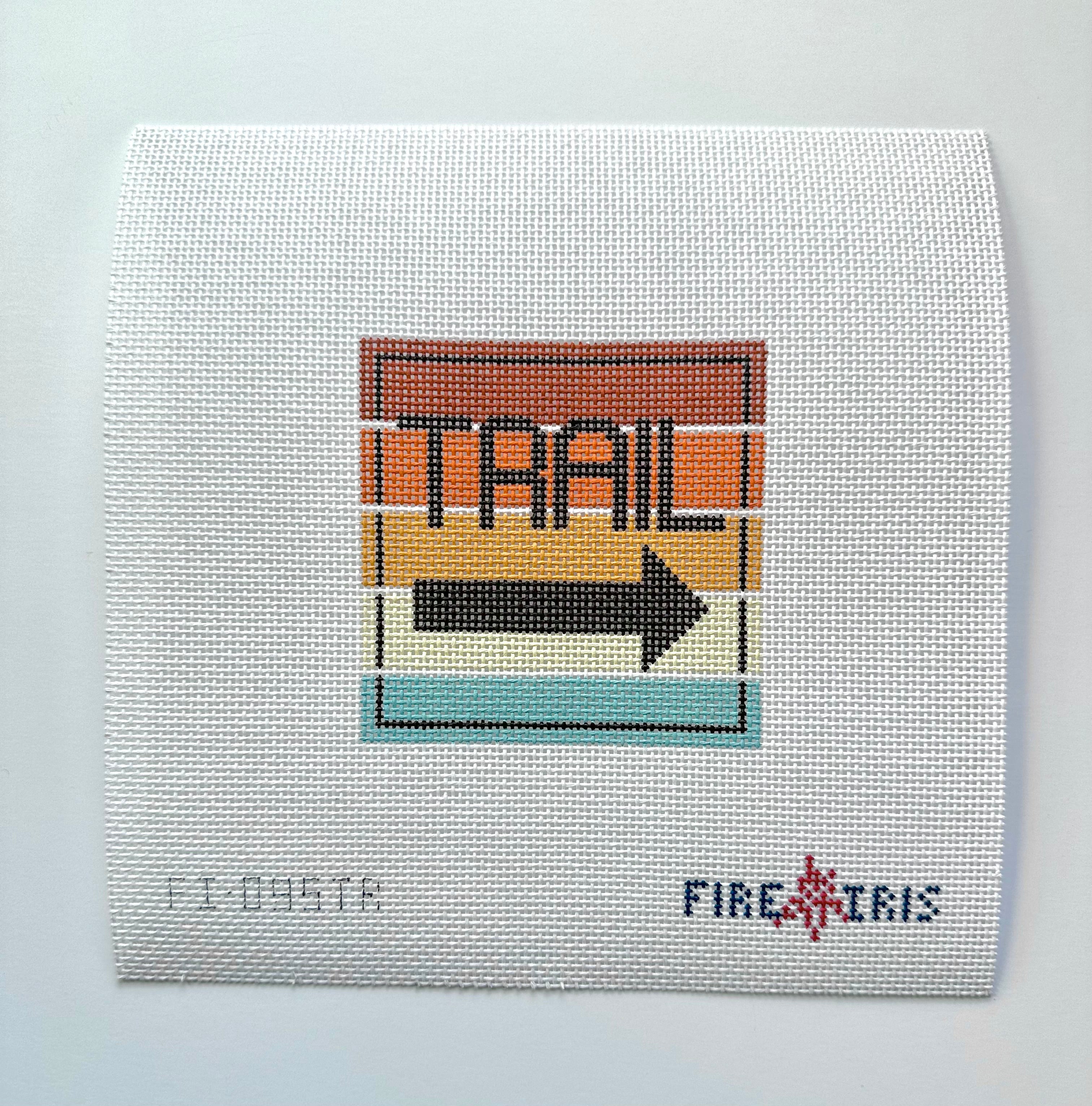 Multi Color Recreation Sign - Trail Needlepoint Canvas – Fire And Iris ...