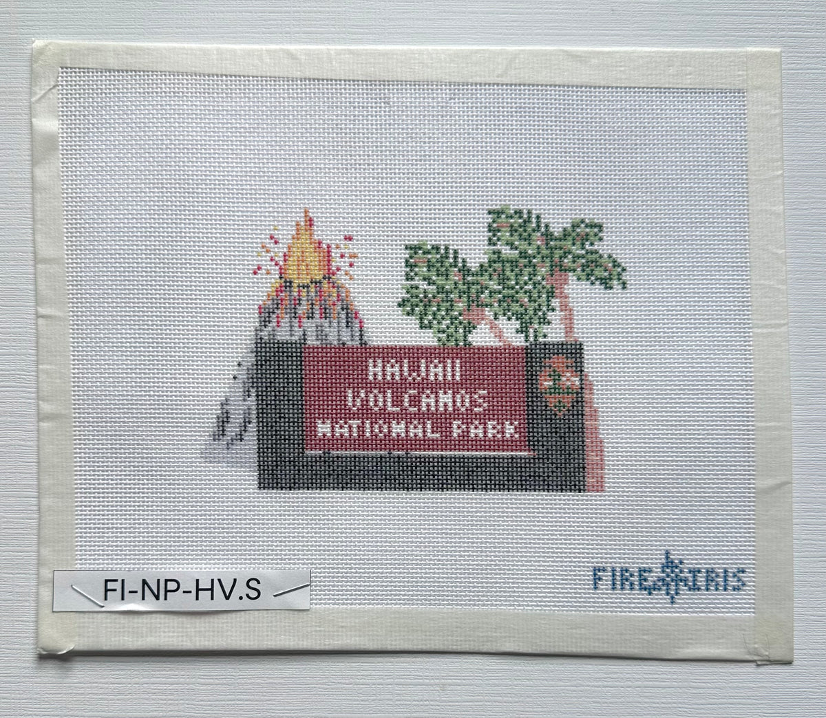 Hawaii Volcanoes National Park Sign Needlepoint Canvas