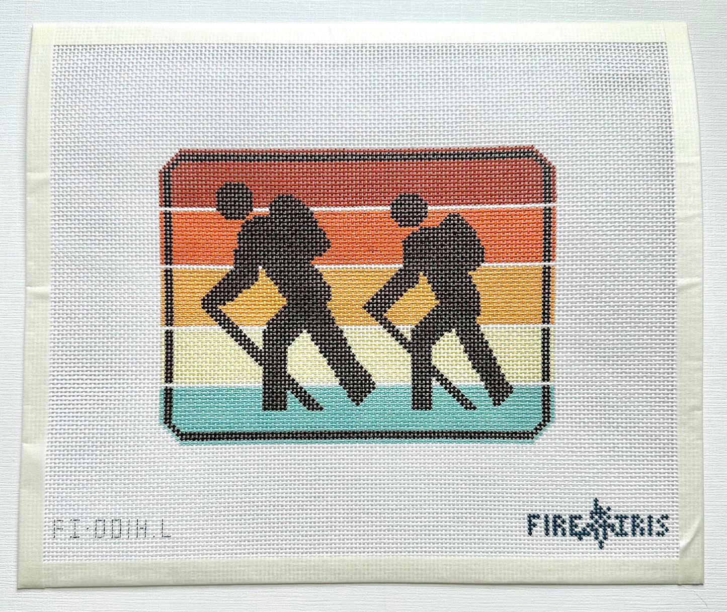 Multi Color Recreation Sign - Hikers (Large) Needlepoint Canvas