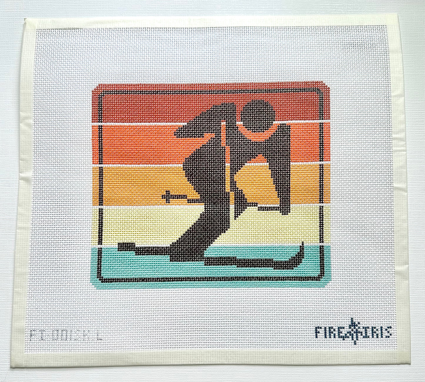 Multi Color Recreation Sign - Skier (Large) Needlepoint Canvas