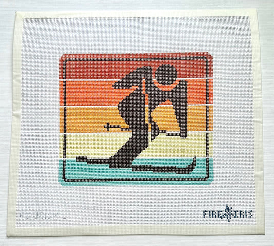 Multi Color Recreation Sign - Skier (Large) Needlepoint Canvas
