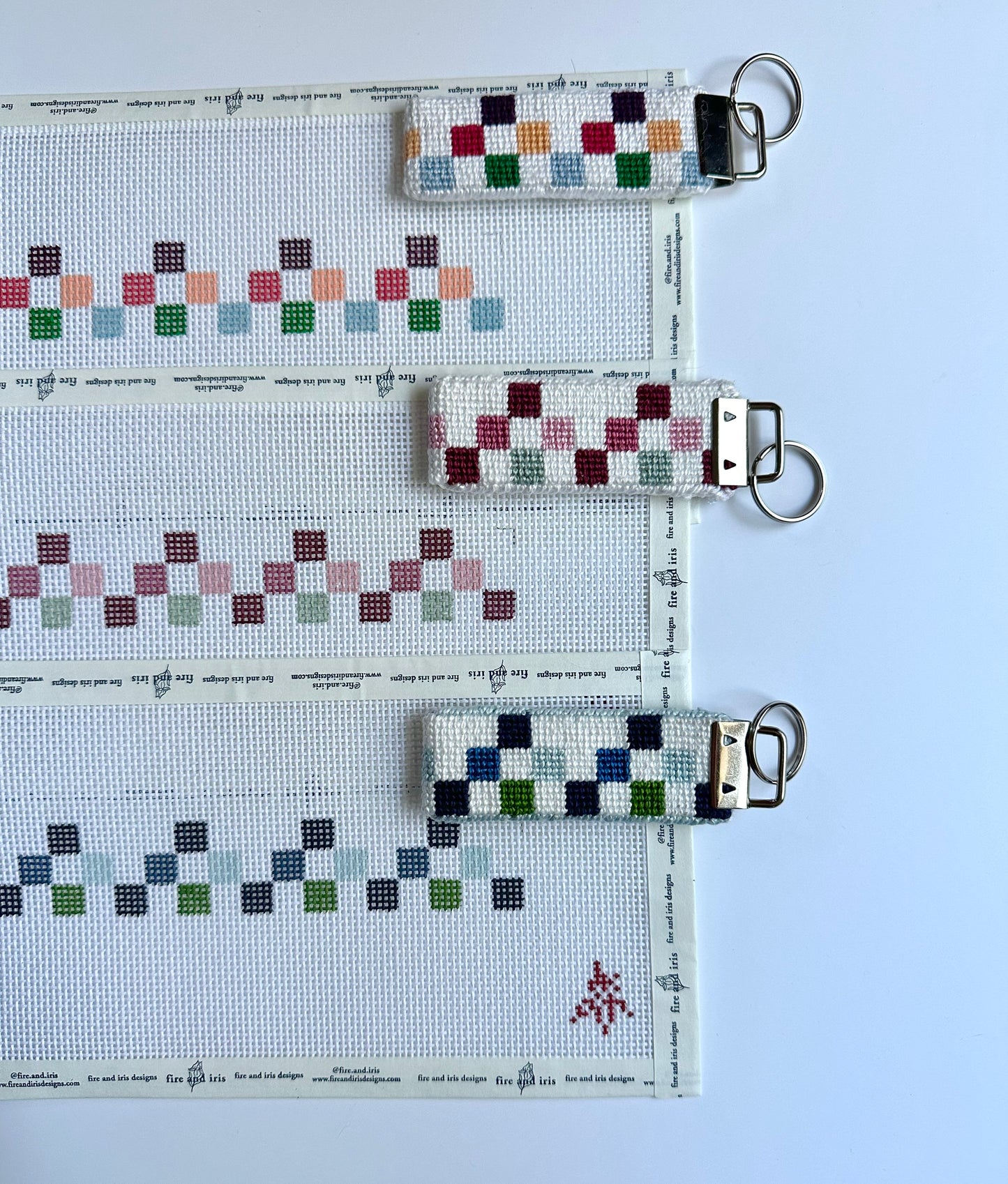 Squared Key Fob Learn To Needlepoint Kit Fire And Iris Designs Squared key fob learn to needlepoint kit fire and iris designs