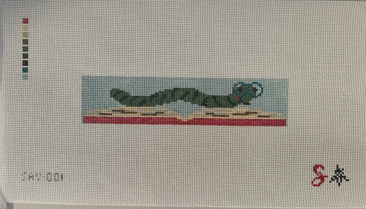 Sav Reads: Bookworm Needlepoint Canvas