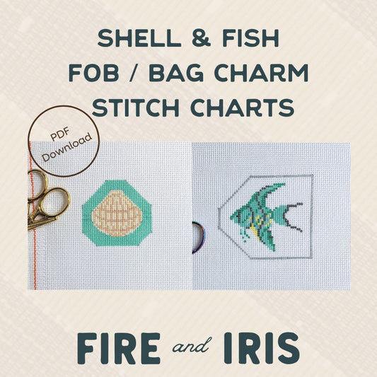 Shell & Fish Fob / Bag Charm Stitch Chart